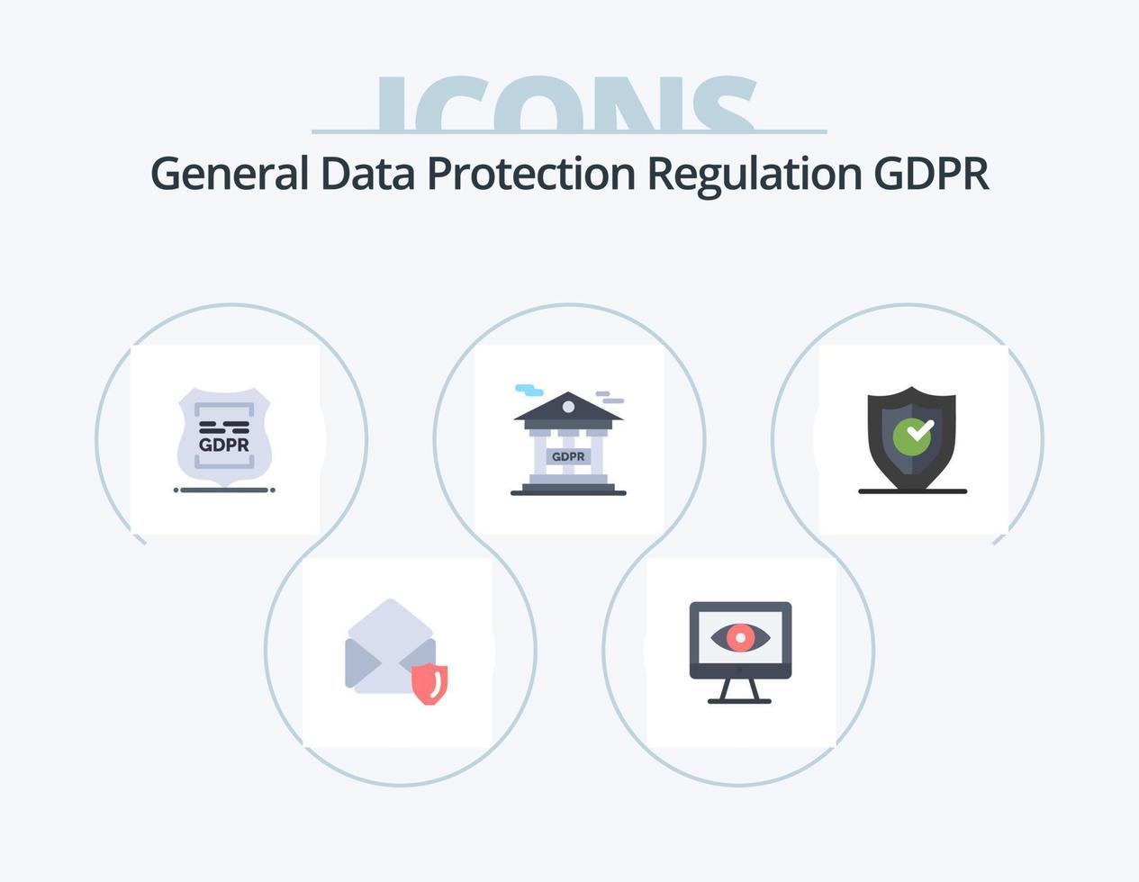 GDPR piatto icona imballare 5 icona design. bloccato. gdpr. gdpr. finanziario informazione protezione. banca vettore