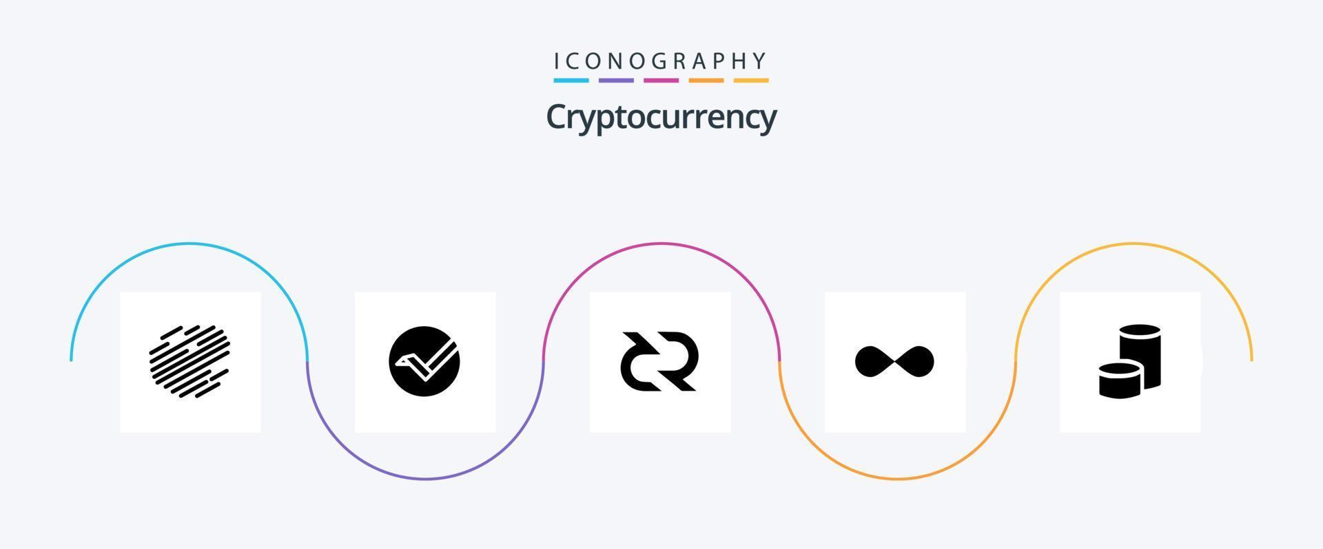 criptovaluta glifo 5 icona imballare Compreso infinito moneta . ricompensa. crypto . criptovaluta . blockchain vettore