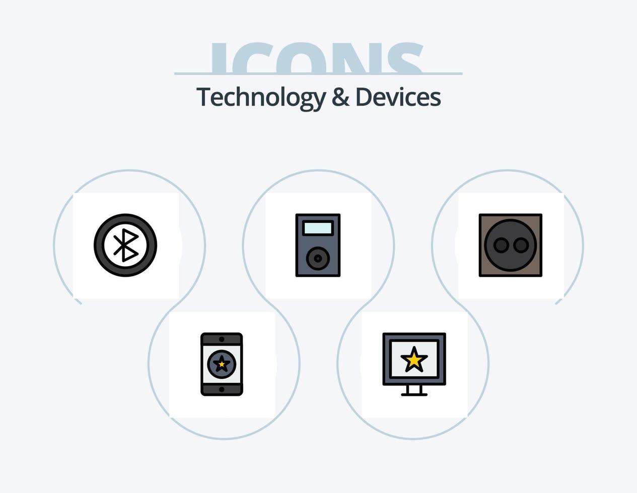 dispositivi linea pieno icona imballare 5 icona design. smartphone. mobile. dispositivi. dispositivi. disco vettore