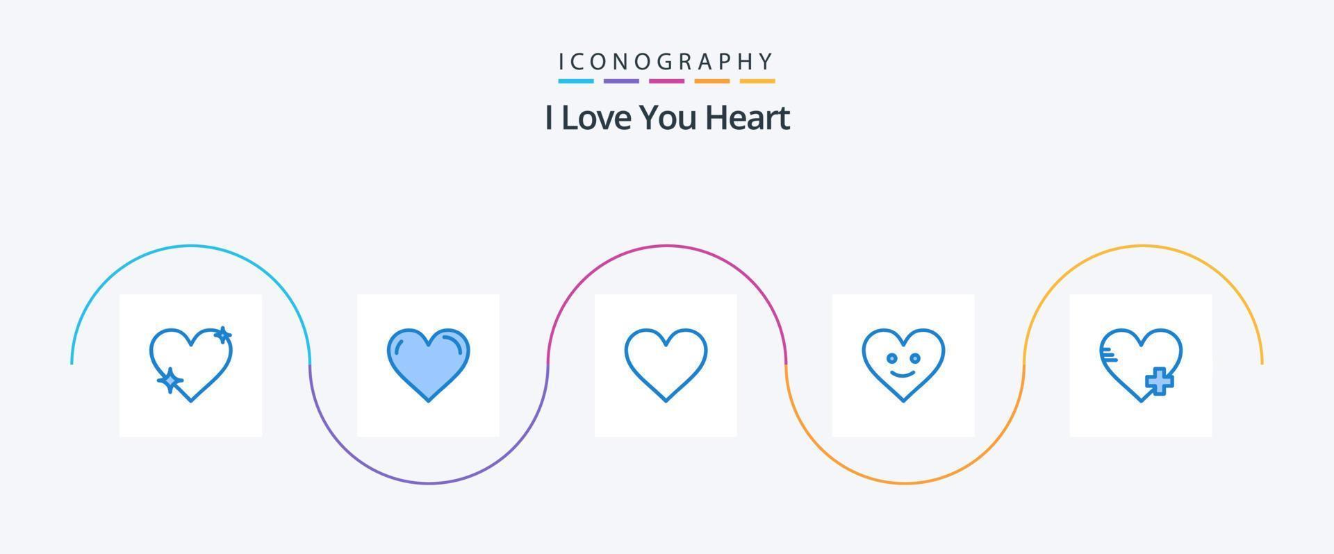 cuore blu 5 icona imballare Compreso . Inserisci. vettore