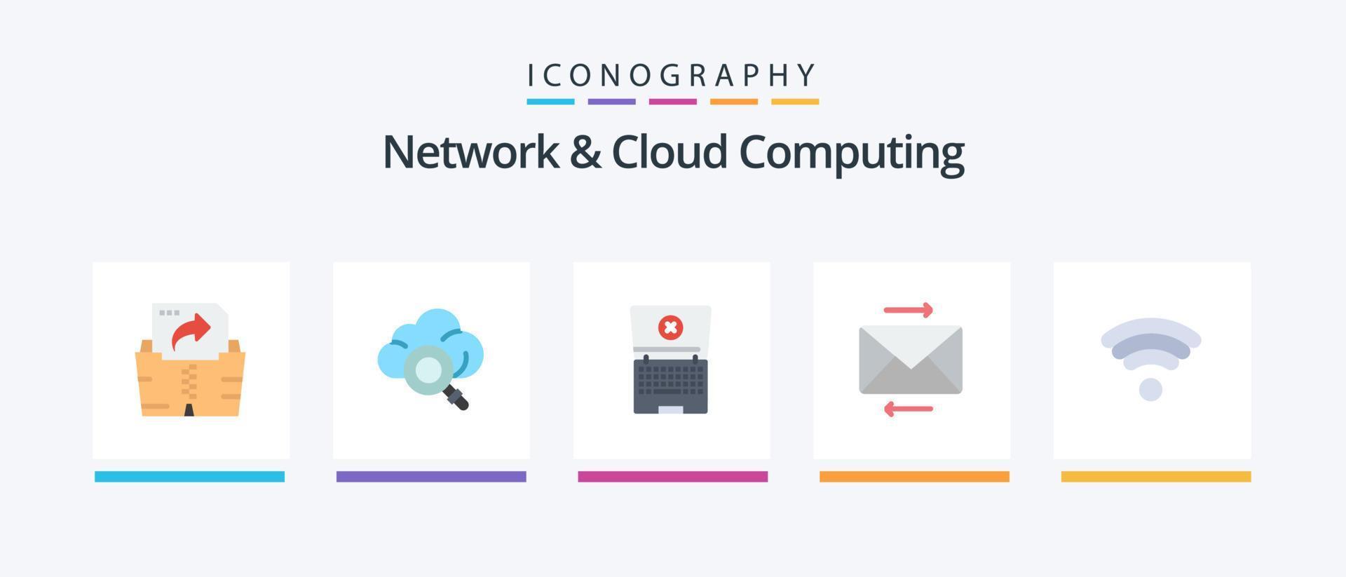 Rete e nube calcolo piatto 5 icona imballare Compreso . senza fili. tecnologia. Wifi.. creativo icone design vettore