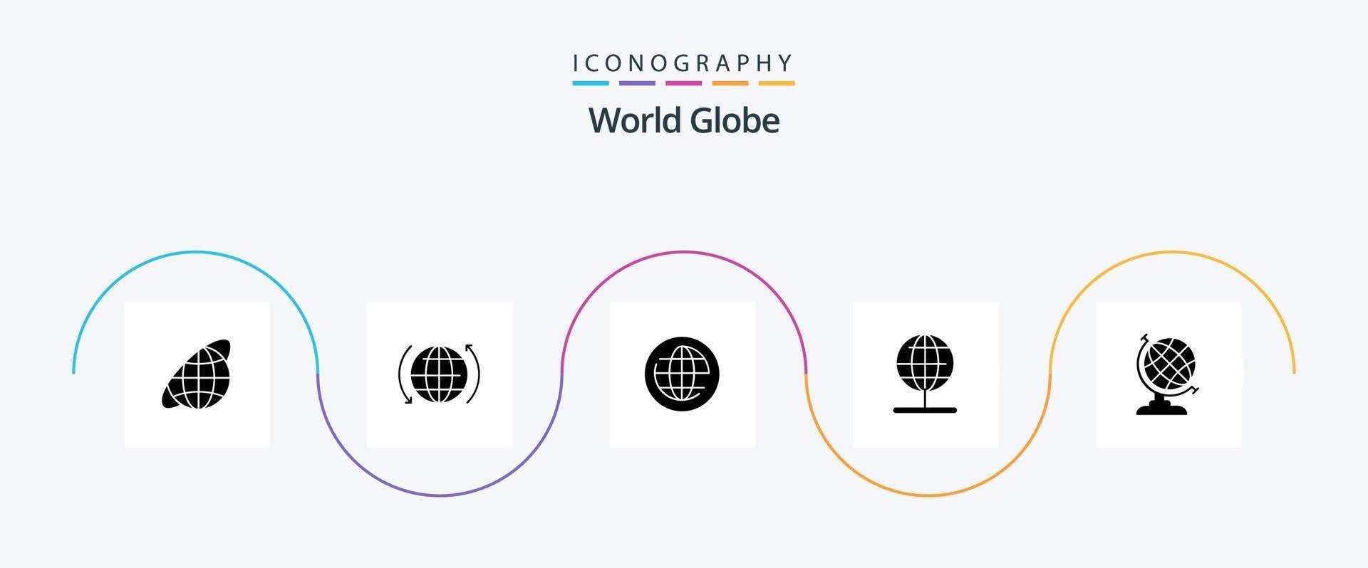 globo glifo 5 icona imballare Compreso geografia. mondo. terra. In piedi. globo vettore