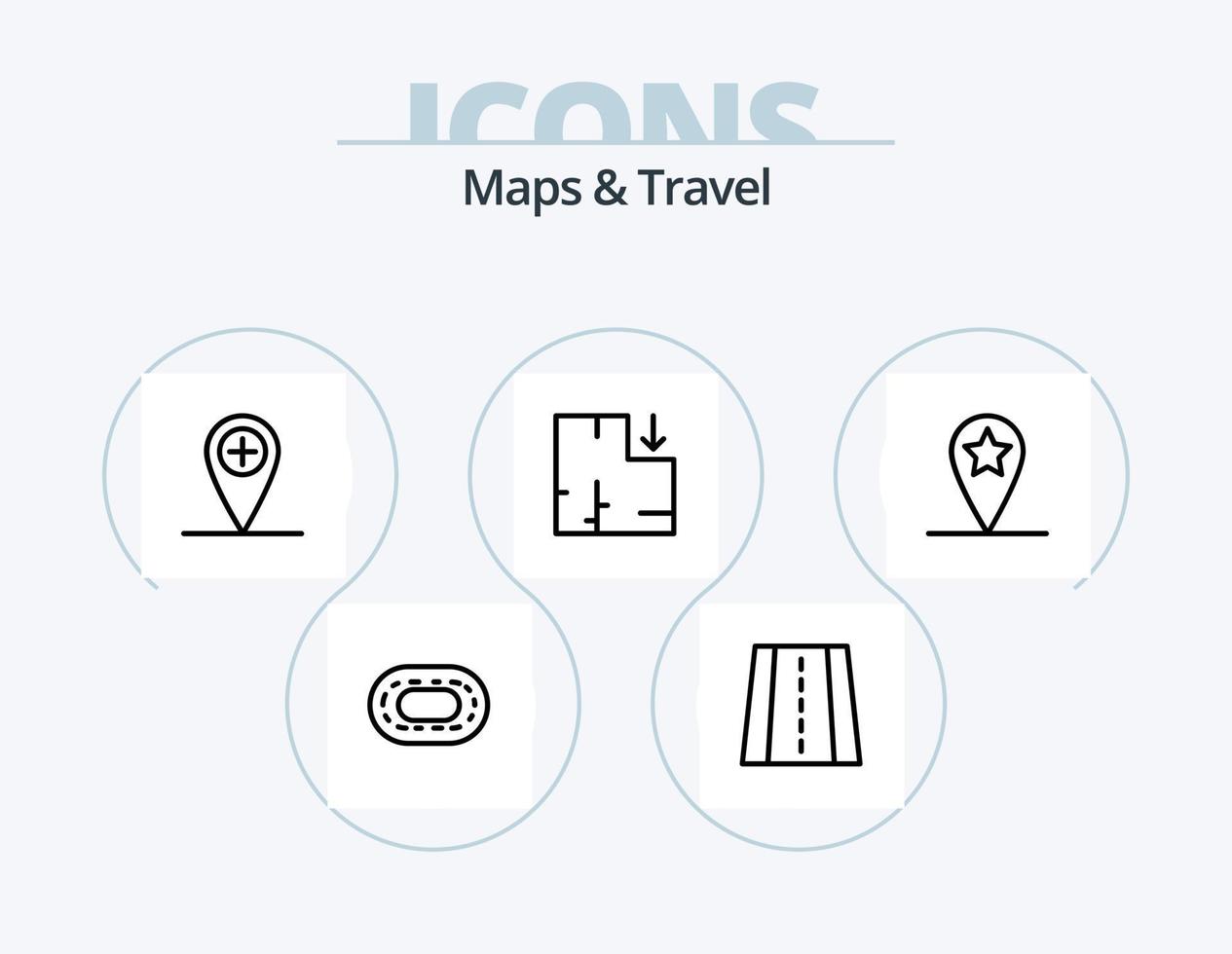 mappe e viaggio linea icona imballare 5 icona design. . . carta geografica marcatore. puntatore. direzione vettore