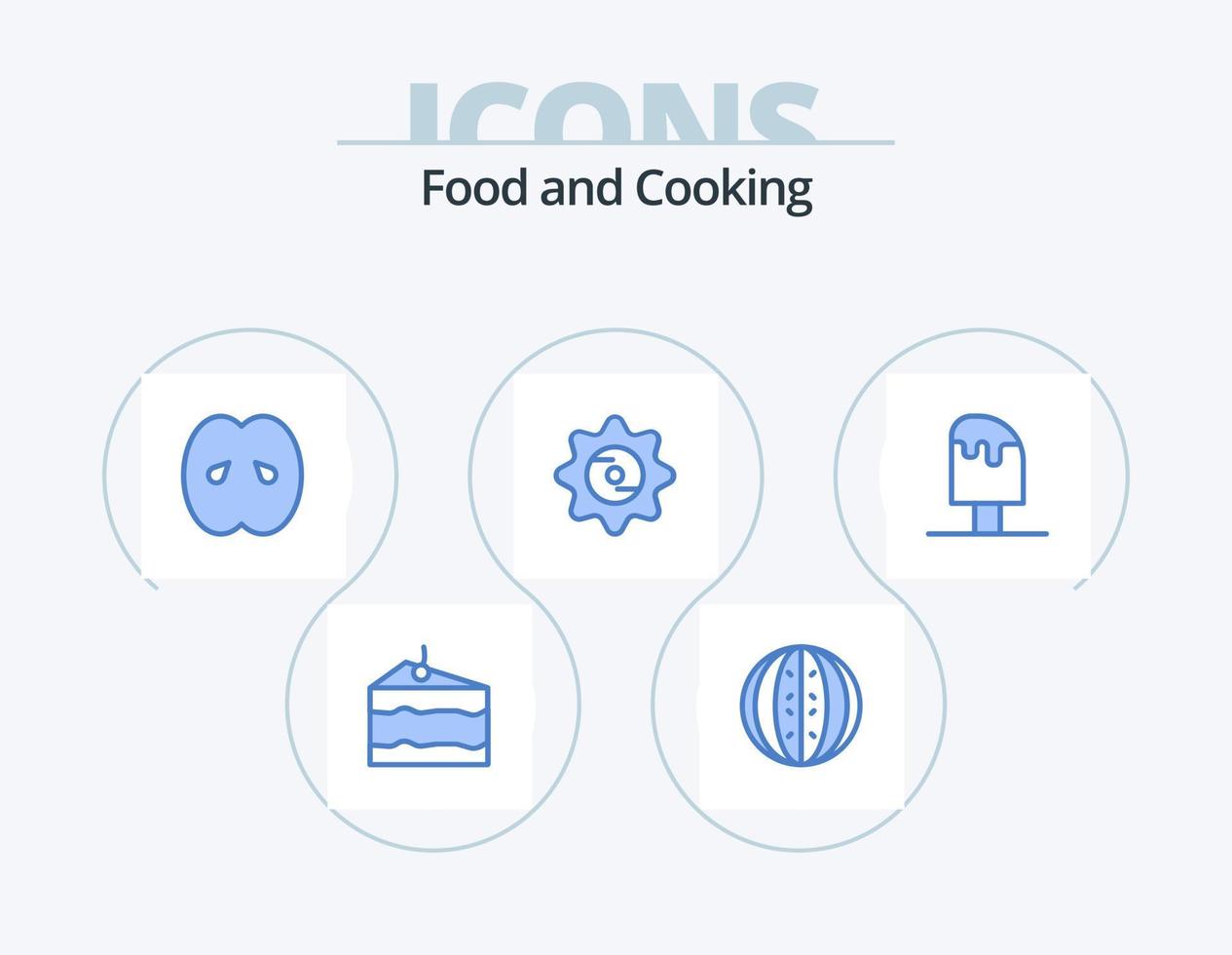cibo blu icona imballare 5 icona design. cibo. cap. anguria. bottiglia. cucina vettore