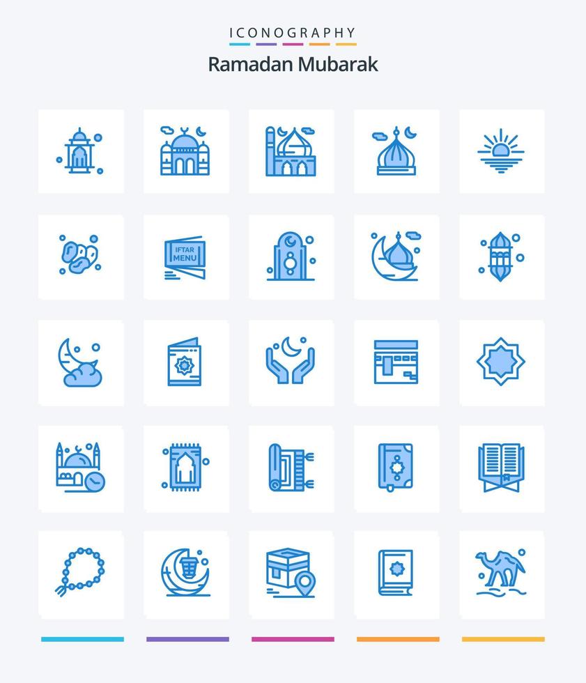 creativo Ramadan 25 blu icona imballare come come rosa. menù. aprire. iftar. Ramadan vettore