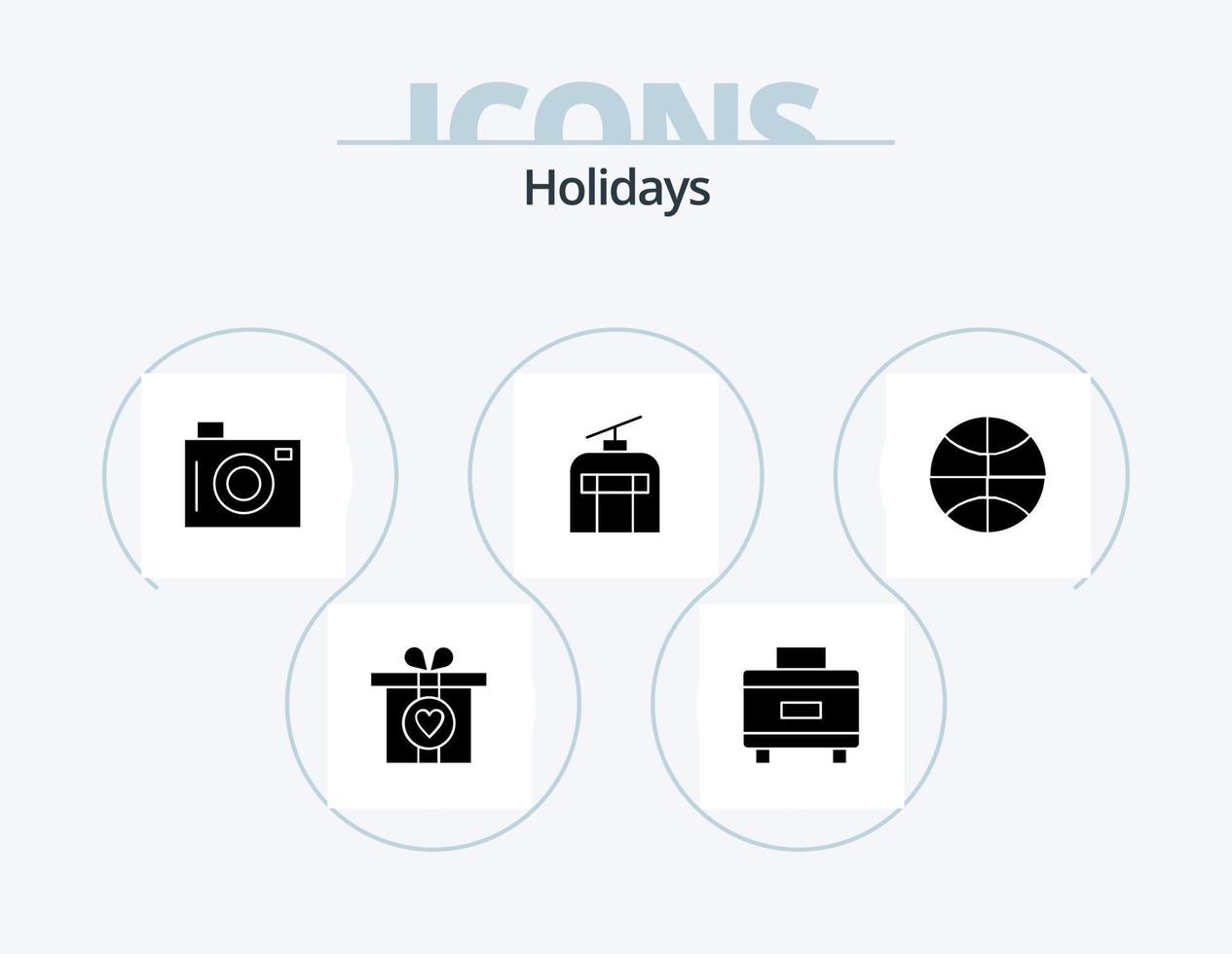 vacanze glifo icona imballare 5 icona design. vacanza. Natale. picnic. pallacanestro. in viaggio vettore