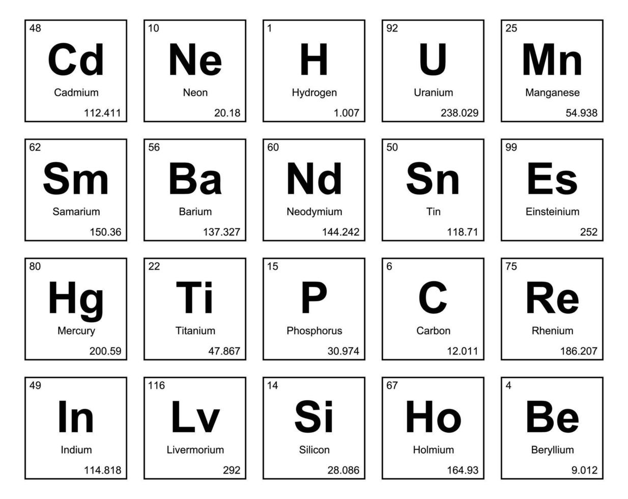 20 preiodico tavolo di il elementi icona imballare design vettore