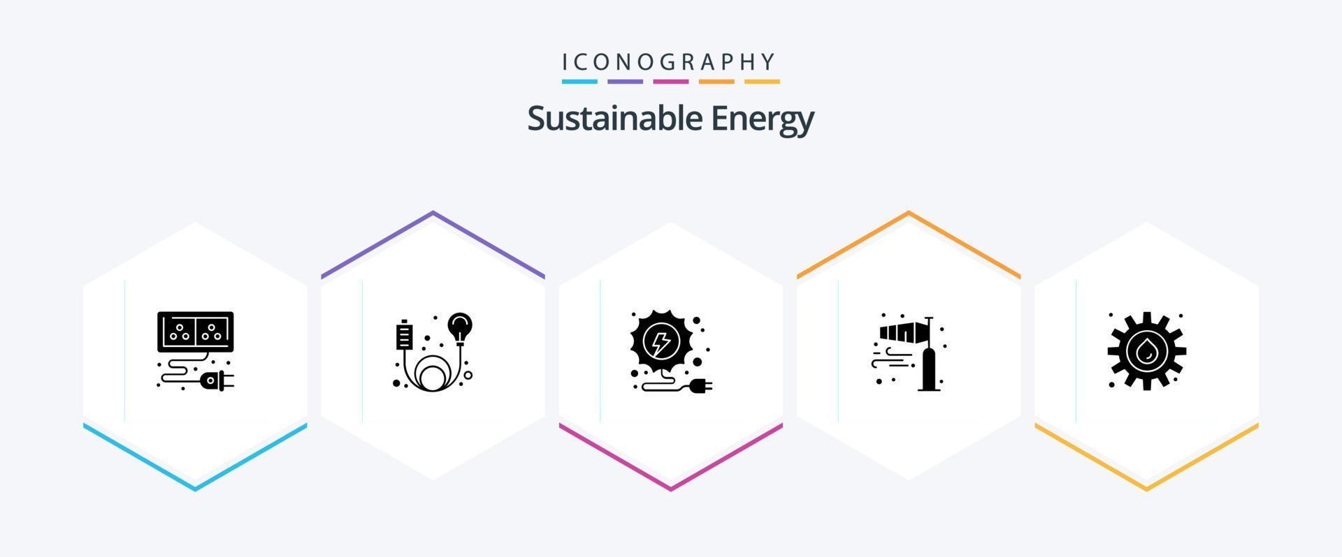 sostenibile energia 25 glifo icona imballare Compreso . olio. direzione. industria. energia vettore