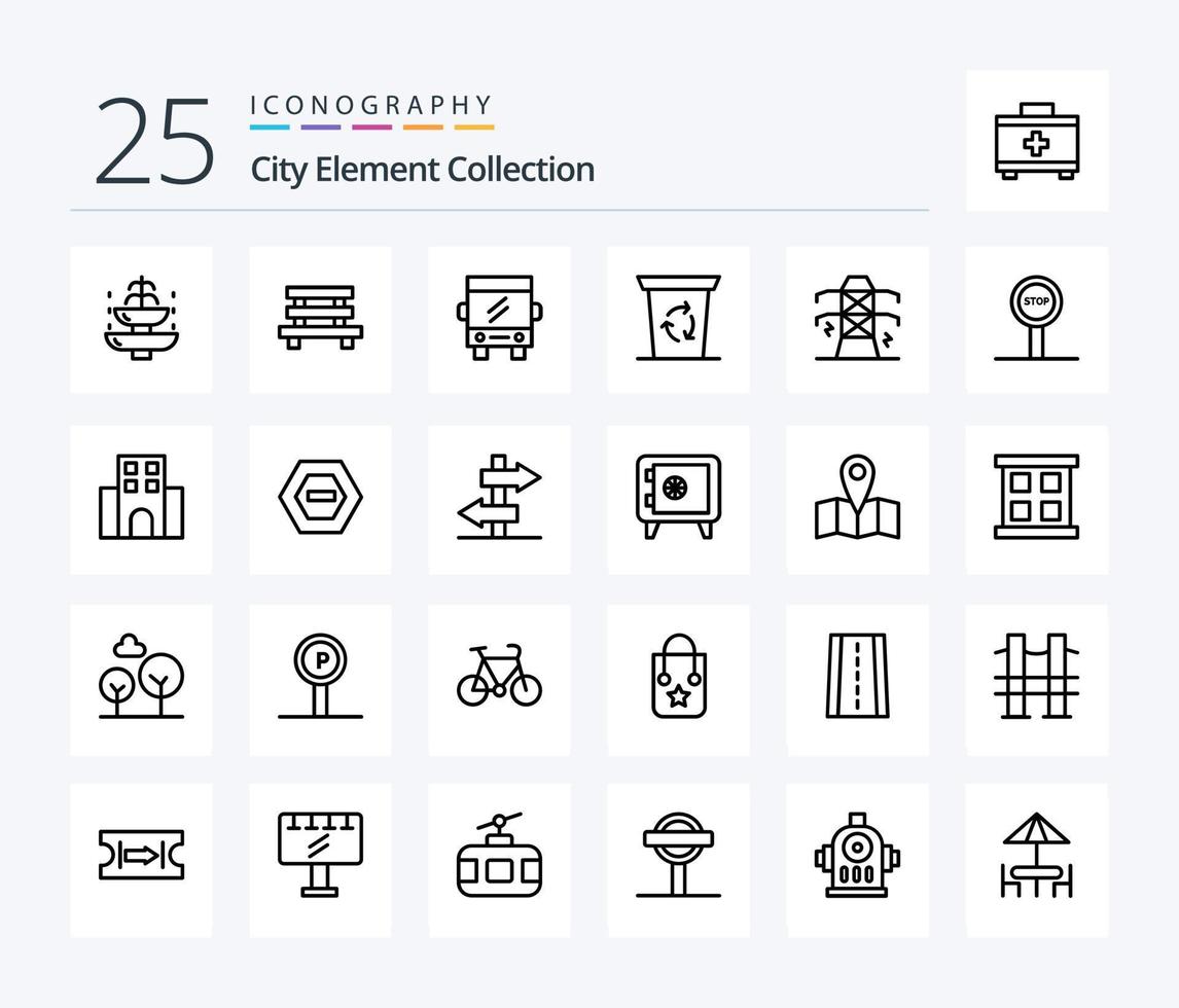 città elemento collezione 25 linea icona imballare Compreso . trasporto . città . Buss . vettore