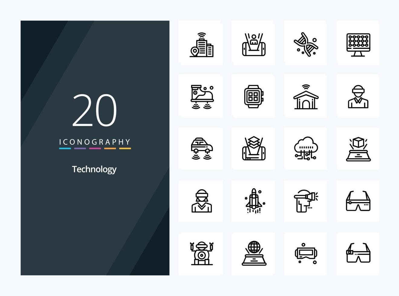 20 tecnologia schema icona per presentazione vettore