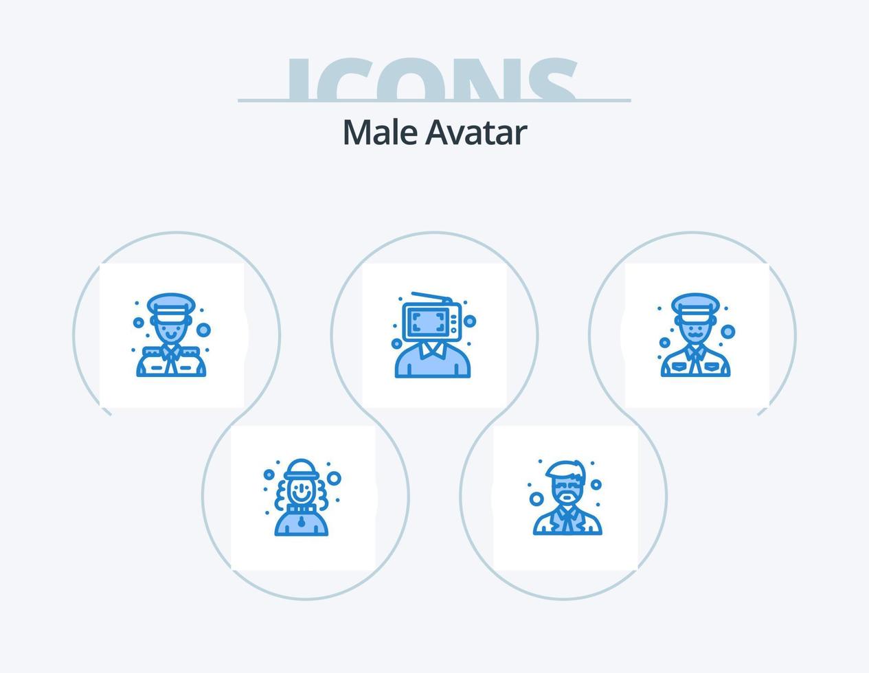 maschio avatar blu icona imballare 5 icona design. uomo. uomo. Capitano. digitale. soddisfare vettore