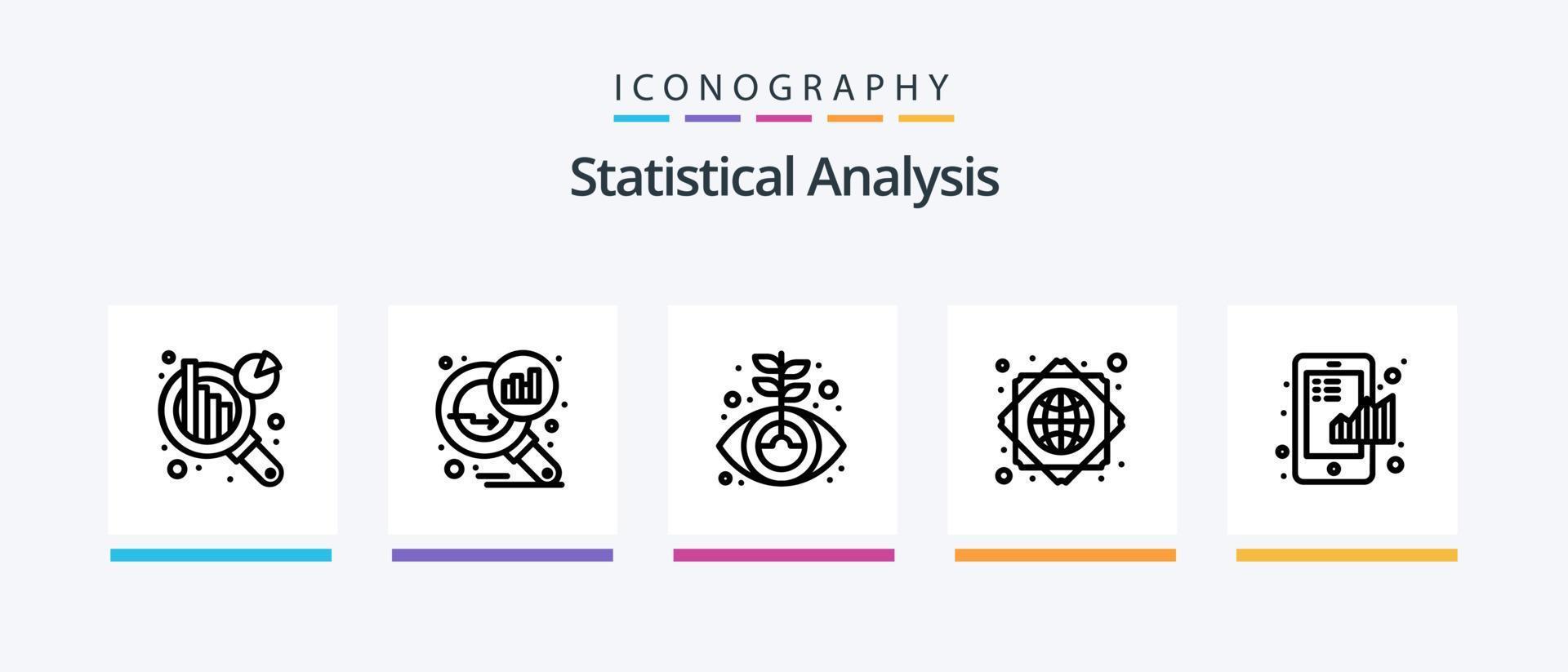 statistico analisi linea 5 icona imballare Compreso attività commerciale idea. ragnatela. freccia. Internet. grafico. creativo icone design vettore