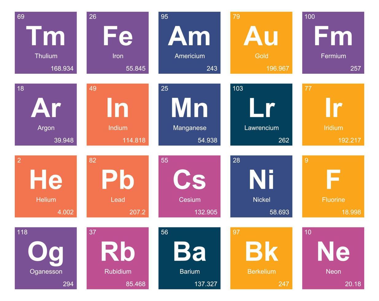 20 preiodico tavolo di il elementi icona imballare design vettore