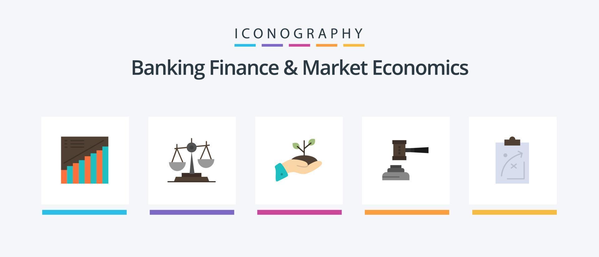 bancario finanza e mercato economia piatto 5 icona imballare Compreso prestito. donazione. giustizia. beneficenza. bilancia. creativo icone design vettore