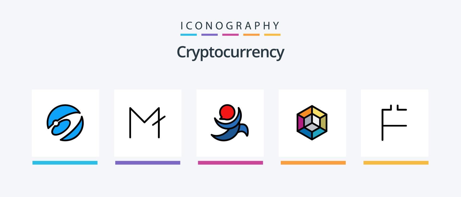 criptovaluta linea pieno 5 icona imballare Compreso crypto . cambio . criptovaluta. cripto. creativo icone design vettore