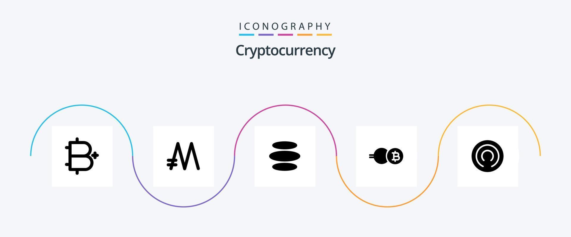 criptovaluta glifo 5 icona imballare Compreso eb moneta . crypto moneta. moneta . crypto . e dinaro vettore