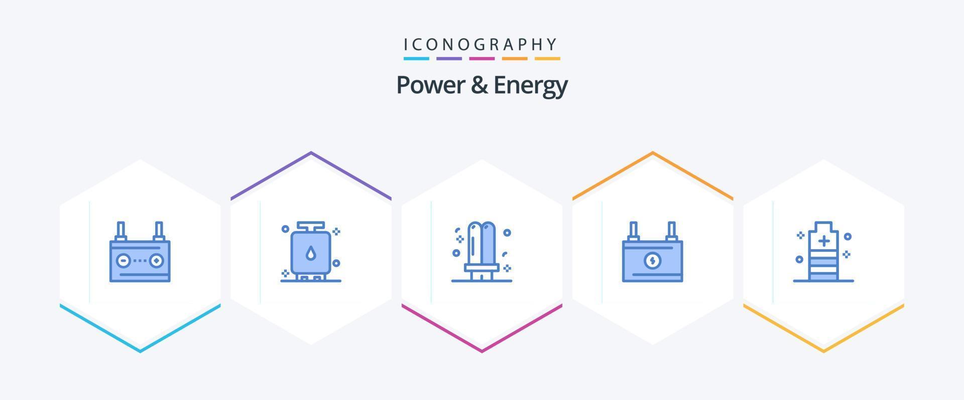 energia e energia 25 blu icona imballare Compreso energia. accumulatore. potenza. luce. energia vettore