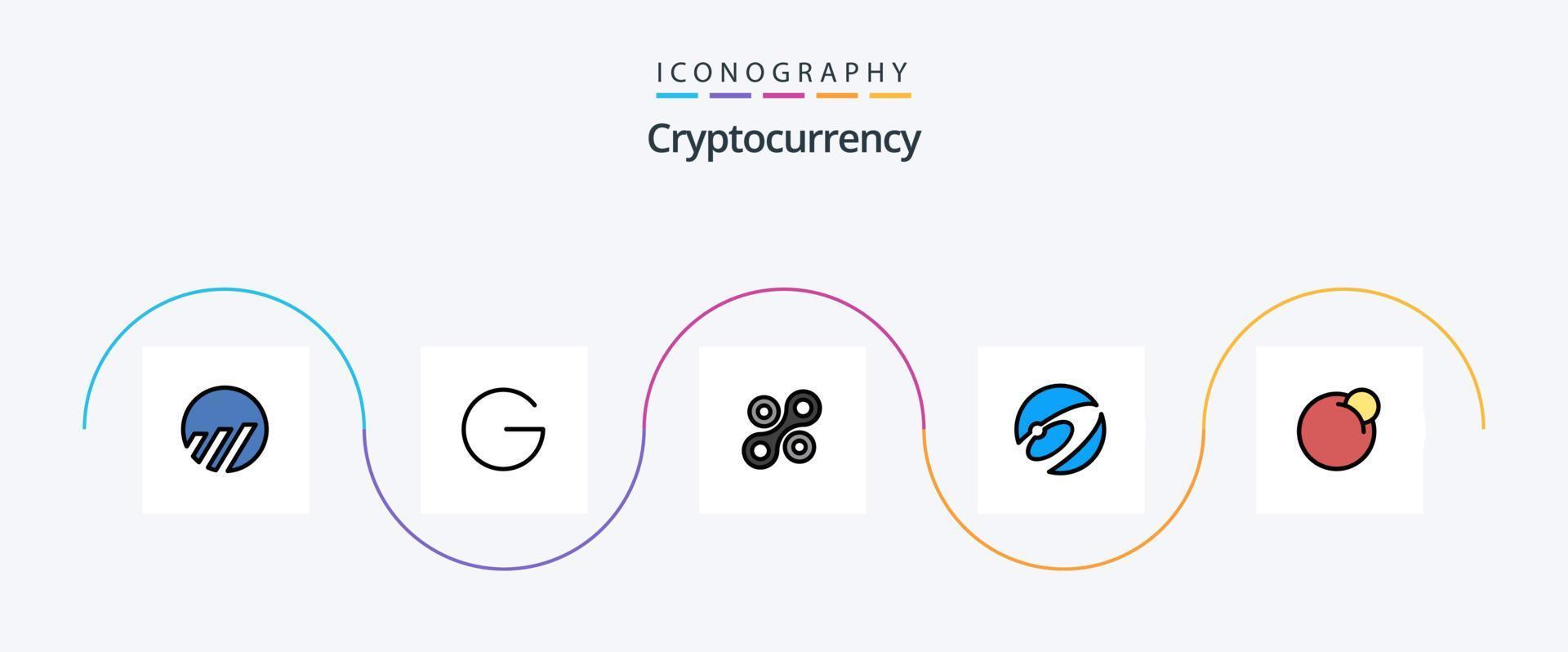 criptovaluta linea pieno piatto 5 icona imballare Compreso cripto. rosso moneta. radio. crypto moneta. moneta vettore