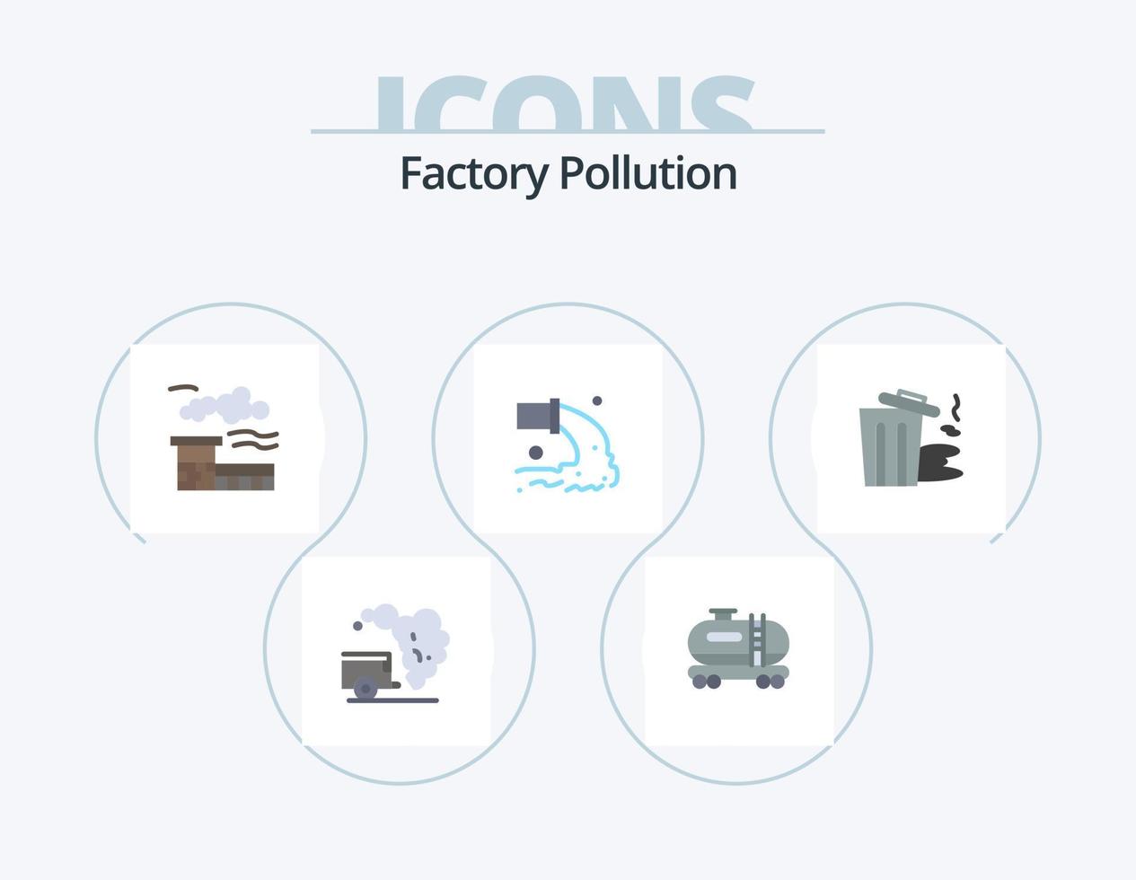 fabbrica inquinamento piatto icona imballare 5 icona design. inquinamento. ambiente. industria. sciupare. radioattivo vettore