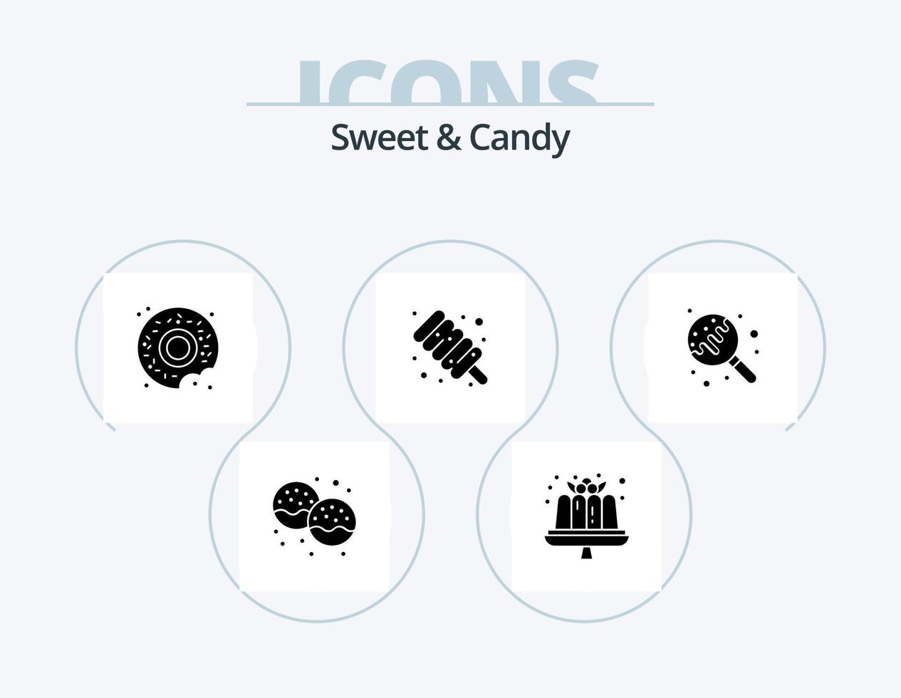 dolce e caramella glifo icona imballare 5 icona design. zucchero. caramella. dolci. dolce. cibo vettore