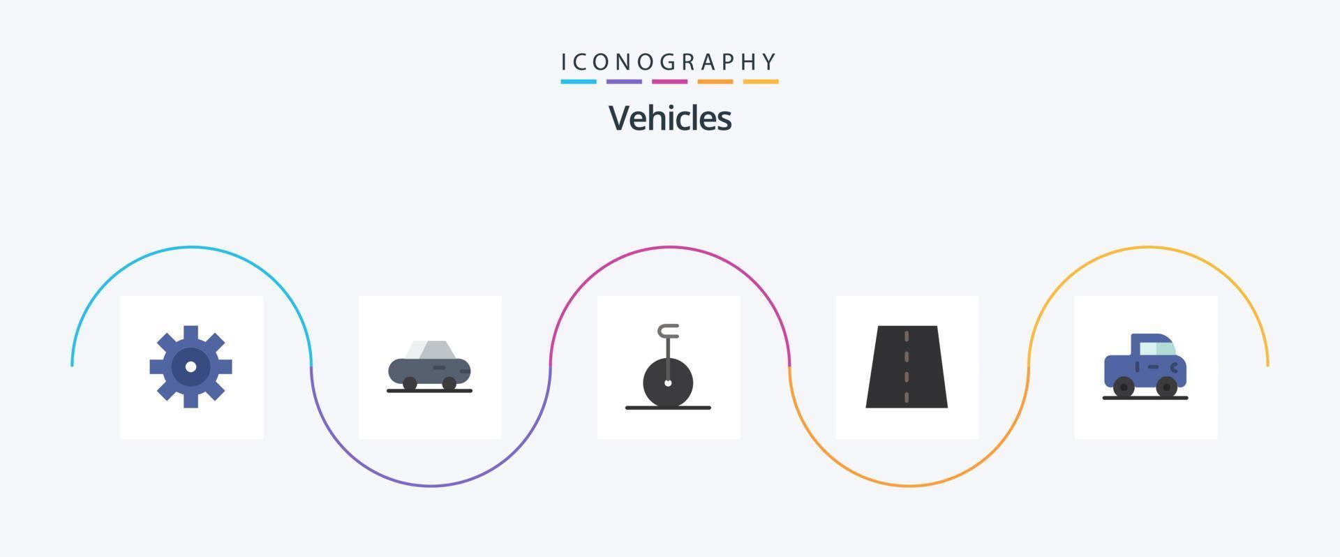 veicoli piatto 5 icona imballare Compreso . Raccogliere. vialetto. jeep. strada vettore