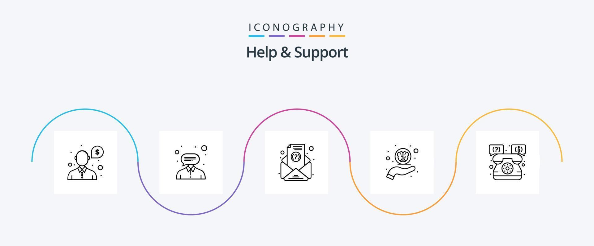 Aiuto e supporto linea 5 icona imballare Compreso sostegno. aiuto. e-mail. sostegno. Aiuto vettore