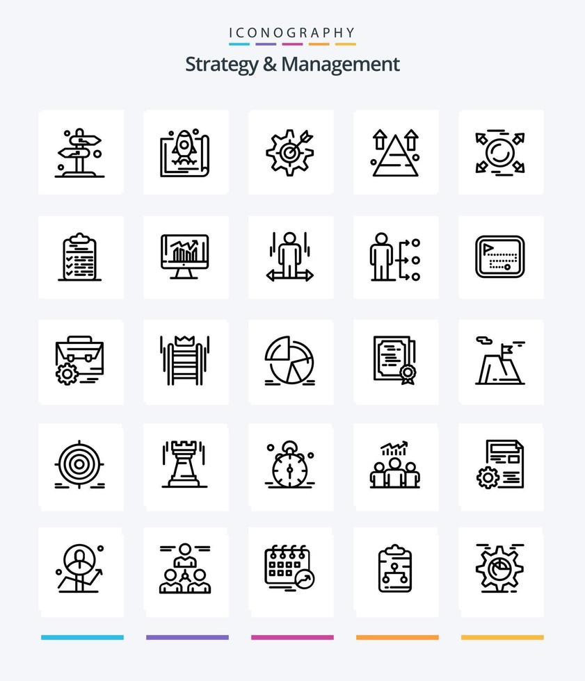 creativo strategia e gestione 25 schema icona imballare come come freccia. montagna. marketing. obbiettivo. Ingranaggio vettore