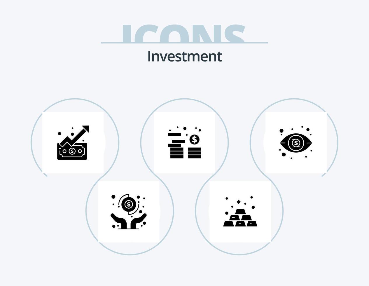 investimento glifo icona imballare 5 icona design. investimento. monete. grafico. i soldi. risorsa vettore