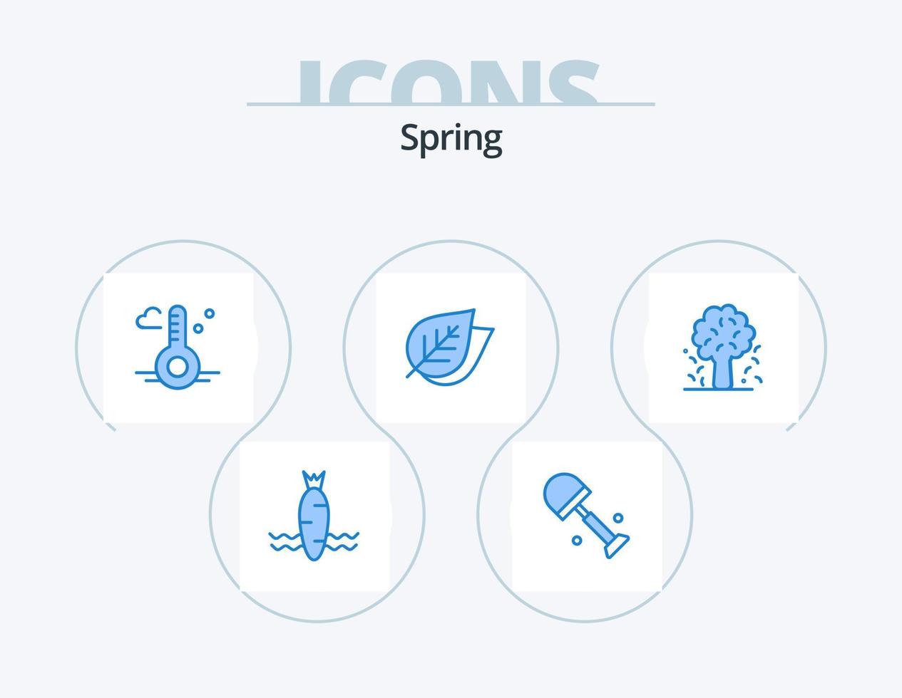 primavera blu icona imballare 5 icona design. Mela. primavera. temperatura. natura. ecologia vettore