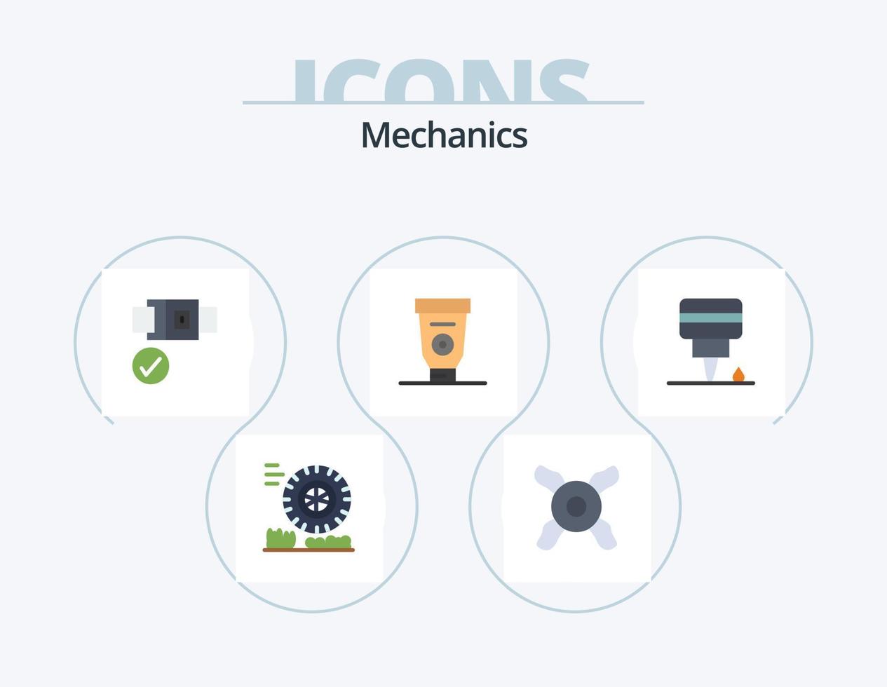 meccanica piatto icona imballare 5 icona design. . . crema. olio. motore vettore