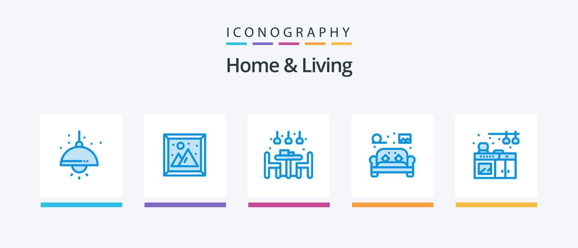 casa e vivente blu 5 icona imballare Compreso casa. vita. casa. casa. sedia. creativo icone design vettore