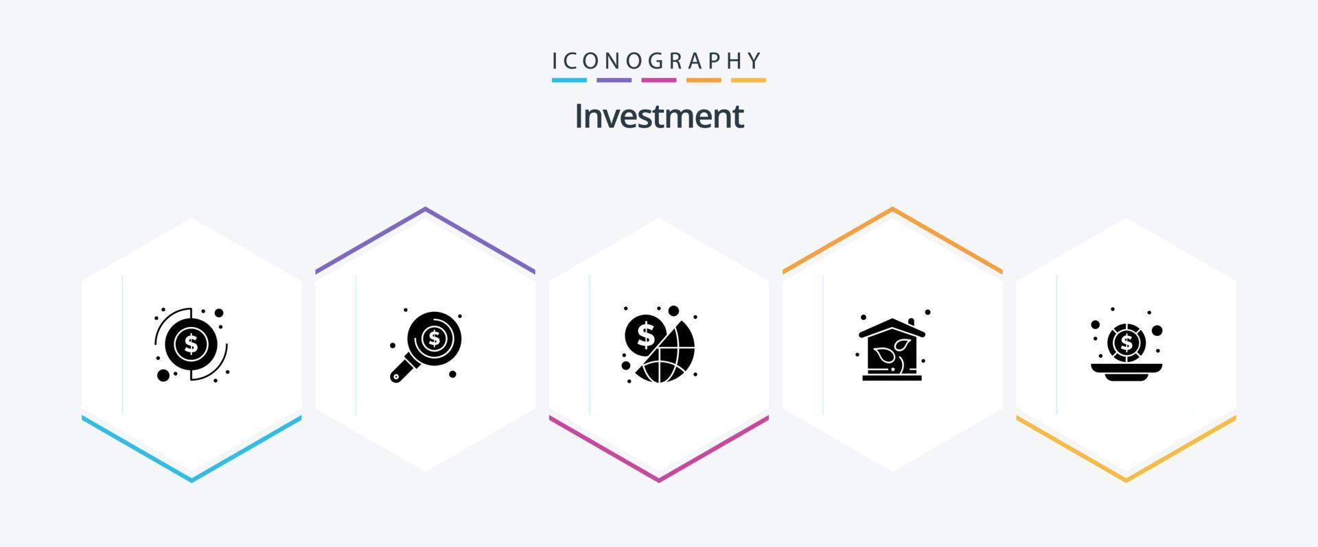 investimento 25 glifo icona imballare Compreso investimento. proprietà. attività commerciale. investimento. eco vettore