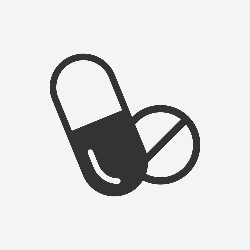 medicina pillole grafico icona. capsula cartello isolato su bianca sfondo. simbolo medicinale. vettore illustrazione.