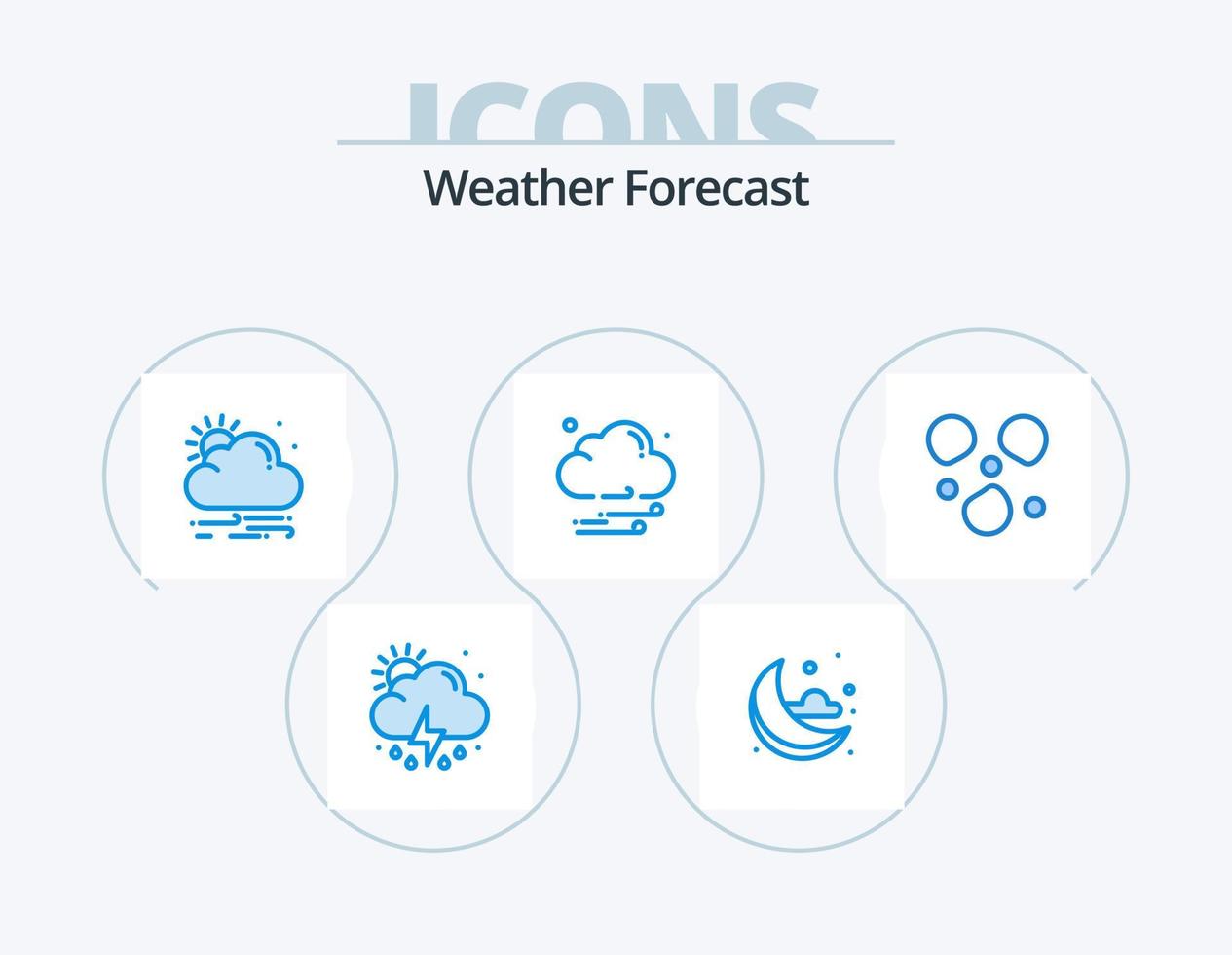 tempo metereologico blu icona imballare 5 icona design. . tempo atmosferico. sole. Ghiaccio. tempo metereologico vettore