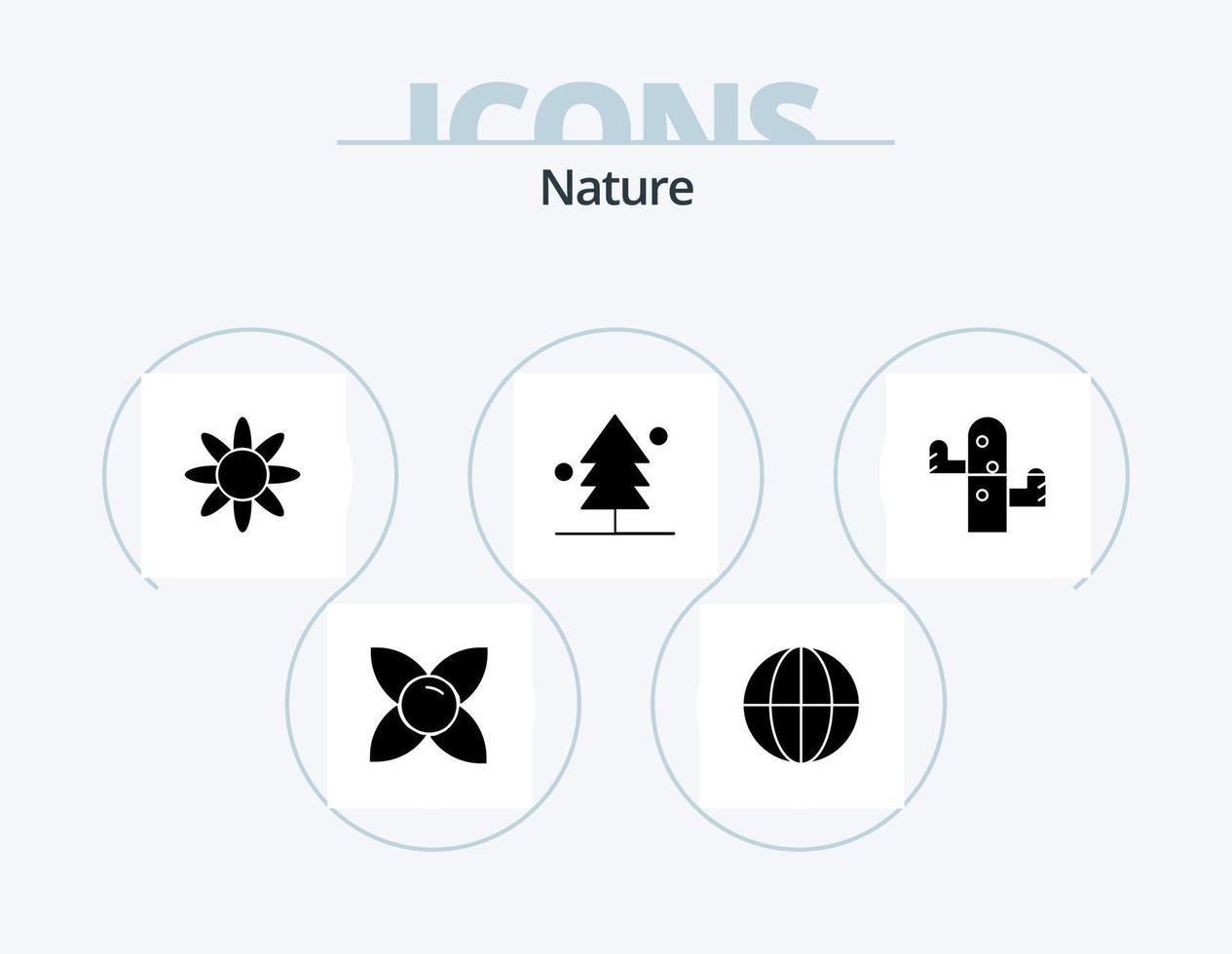 natura glifo icona imballare 5 icona design. pianta. deserto. erba. cactus. natura vettore