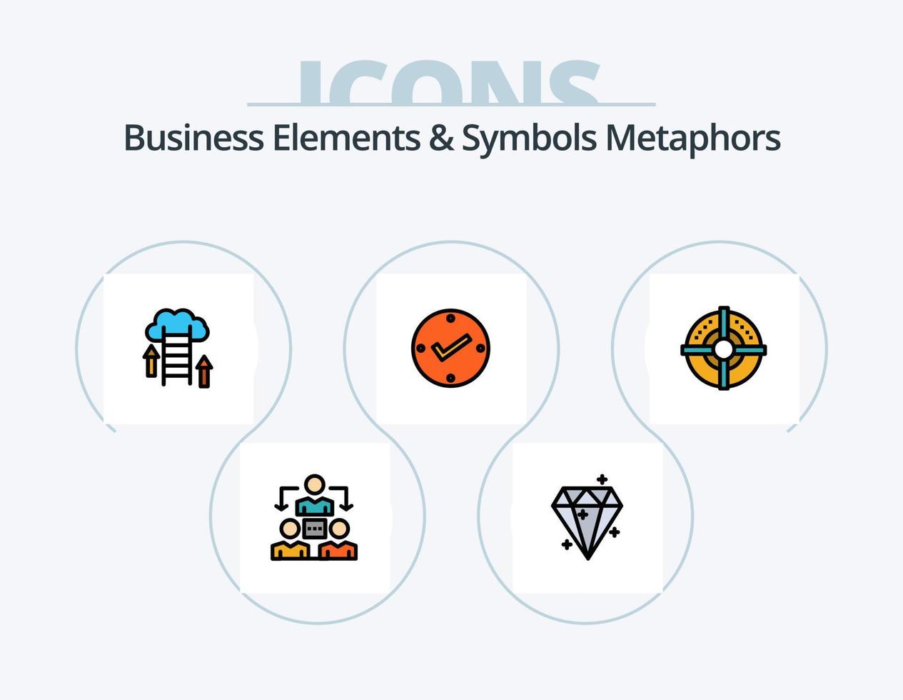 attività commerciale elementi e simboli metafore linea pieno icona imballare 5 icona design. puzzle. ripetere. obbiettivo. puzzle. Elimina vettore