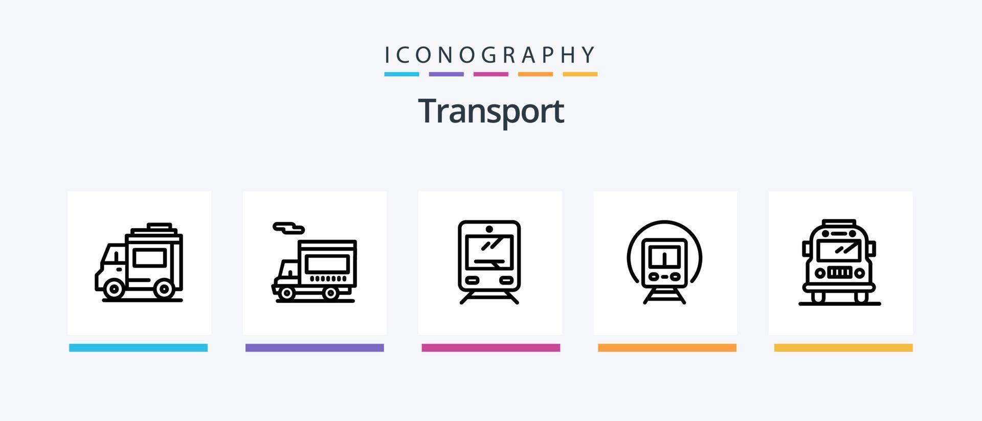 trasporto linea 5 icona imballare Compreso . nuotare. quadrilatero. nave. treno. creativo icone design vettore