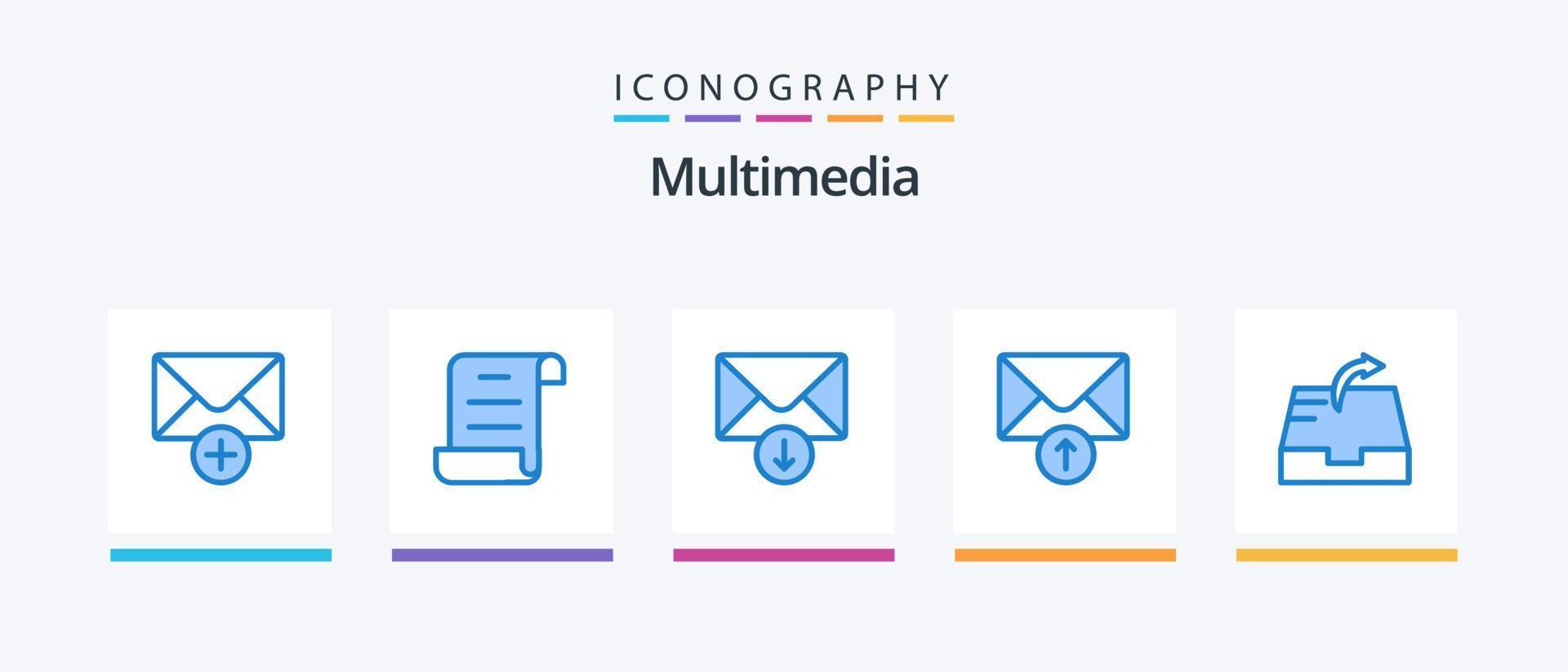 multimedia blu 5 icona imballare Compreso . inviare. inviare. posta. creativo icone design vettore