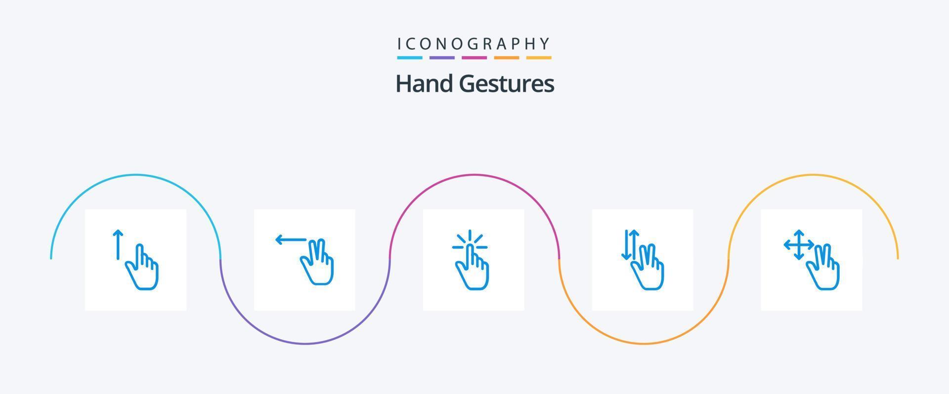 mano gesti blu 5 icona imballare Compreso su. gesti. clic. dito. mano vettore