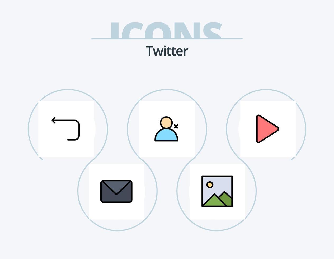 cinguettio linea pieno icona imballare 5 icona design. . Twitter. ciclo continuo freccia. video. carta geografica vettore
