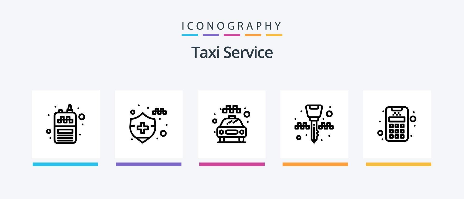 Taxi servizio linea 5 icona imballare Compreso Taxi. accensione chiave. pagare Contanti. attrezzatura. sirena. creativo icone design vettore