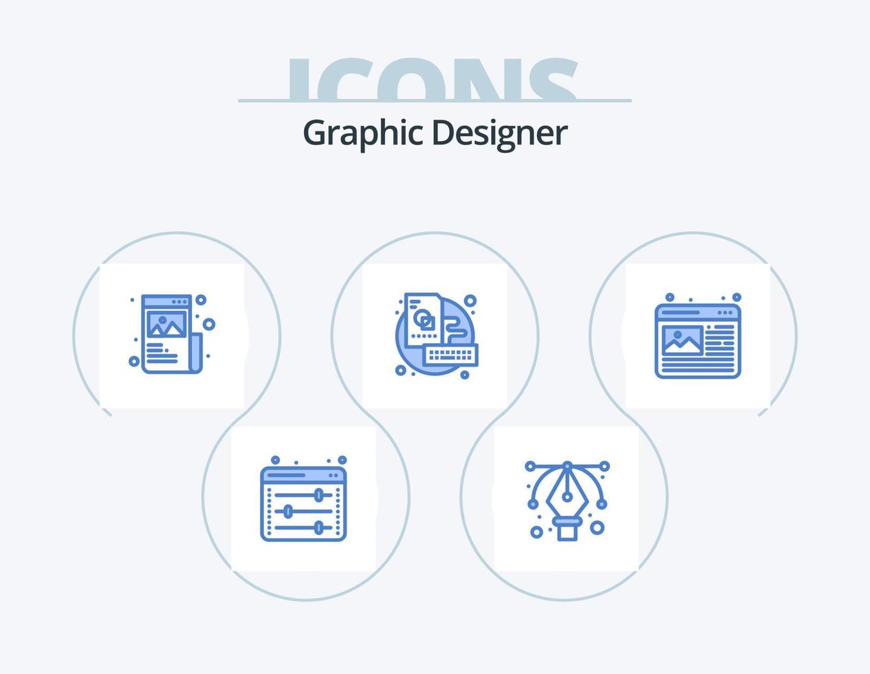 grafico progettista blu icona imballare 5 icona design. design. creativo. creativo. schizzo. tavola vettore