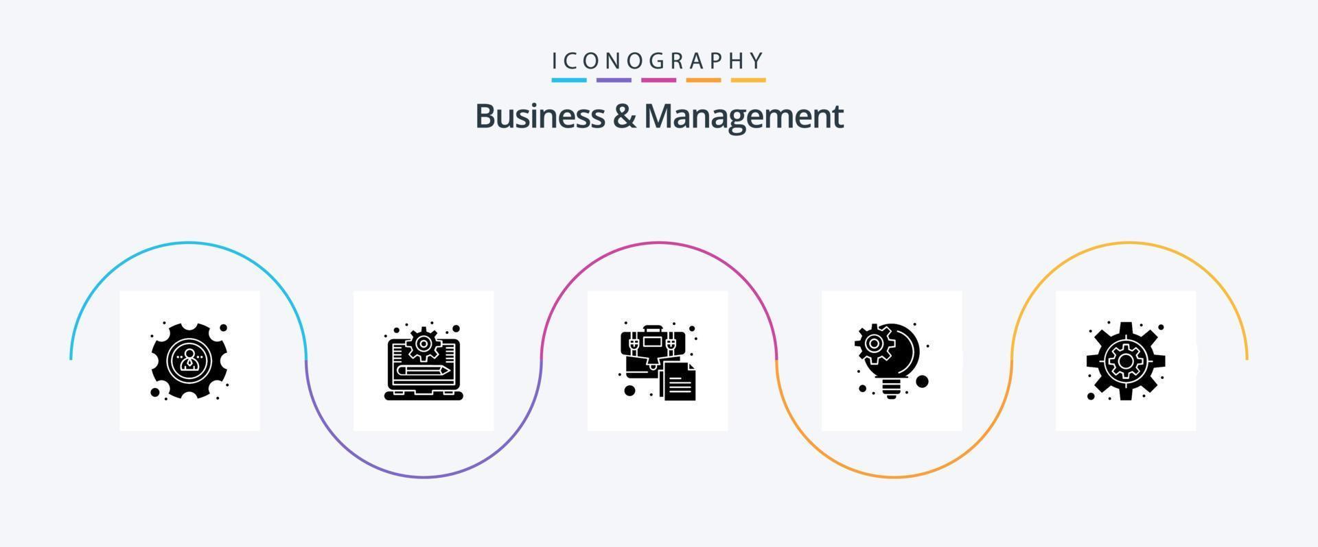 attività commerciale e gestione glifo 5 icona imballare Compreso . Ingranaggio. valigetta. attività commerciale. innovativo idea vettore
