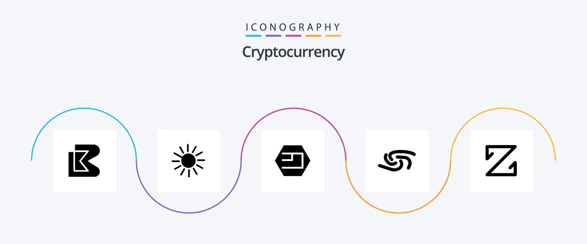 criptovaluta glifo 5 icona imballare Compreso moneta . crypto . crypto moneta. moneta vettore