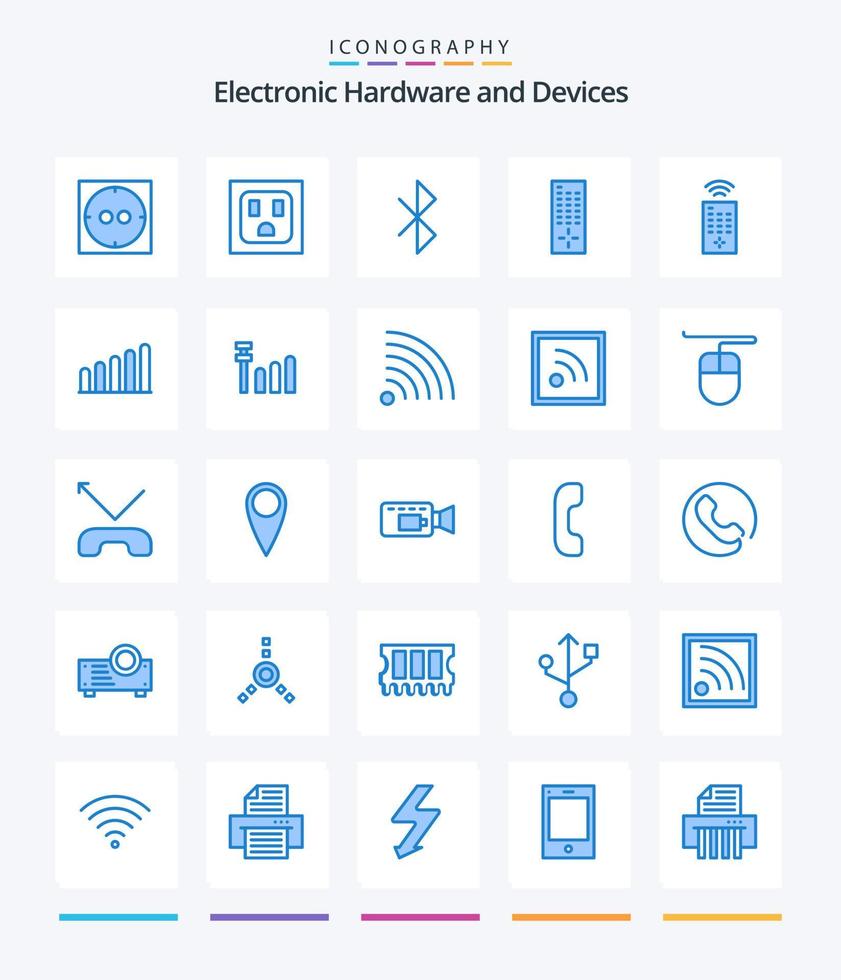 creativo dispositivi 25 blu icona imballare come come Telefono. chiamata. connessione. topo. rss vettore