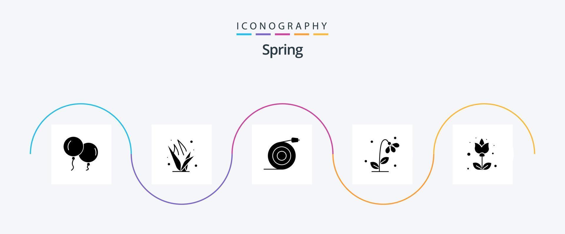 primavera glifo 5 icona imballare Compreso flora. primavera. fluire. natura. floreale vettore