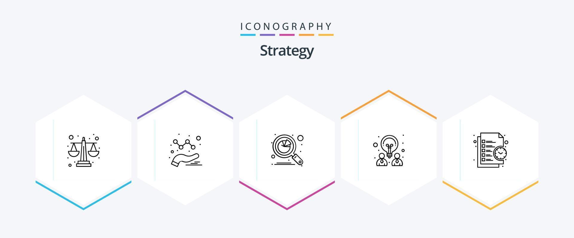 strategia 25 linea icona imballare Compreso elenco. collaborazione. analitica. idea. creativo vettore