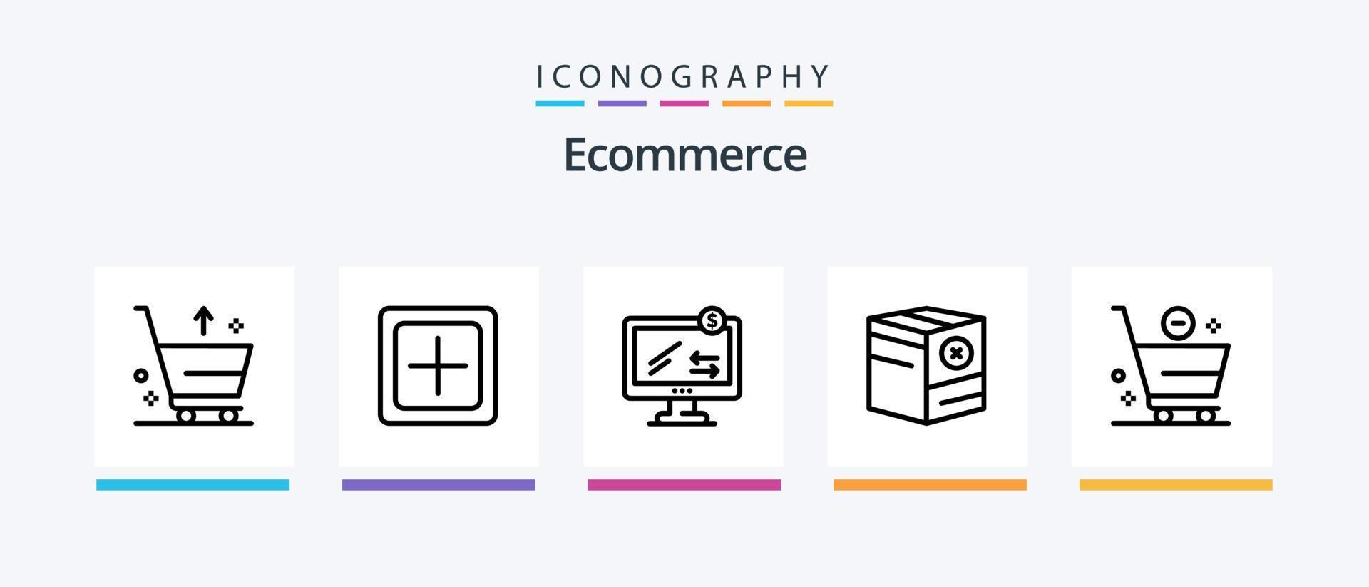 e-commerce linea 5 icona imballare Compreso e commercio. e-mail. no. pacchetto. commercio. creativo icone design vettore