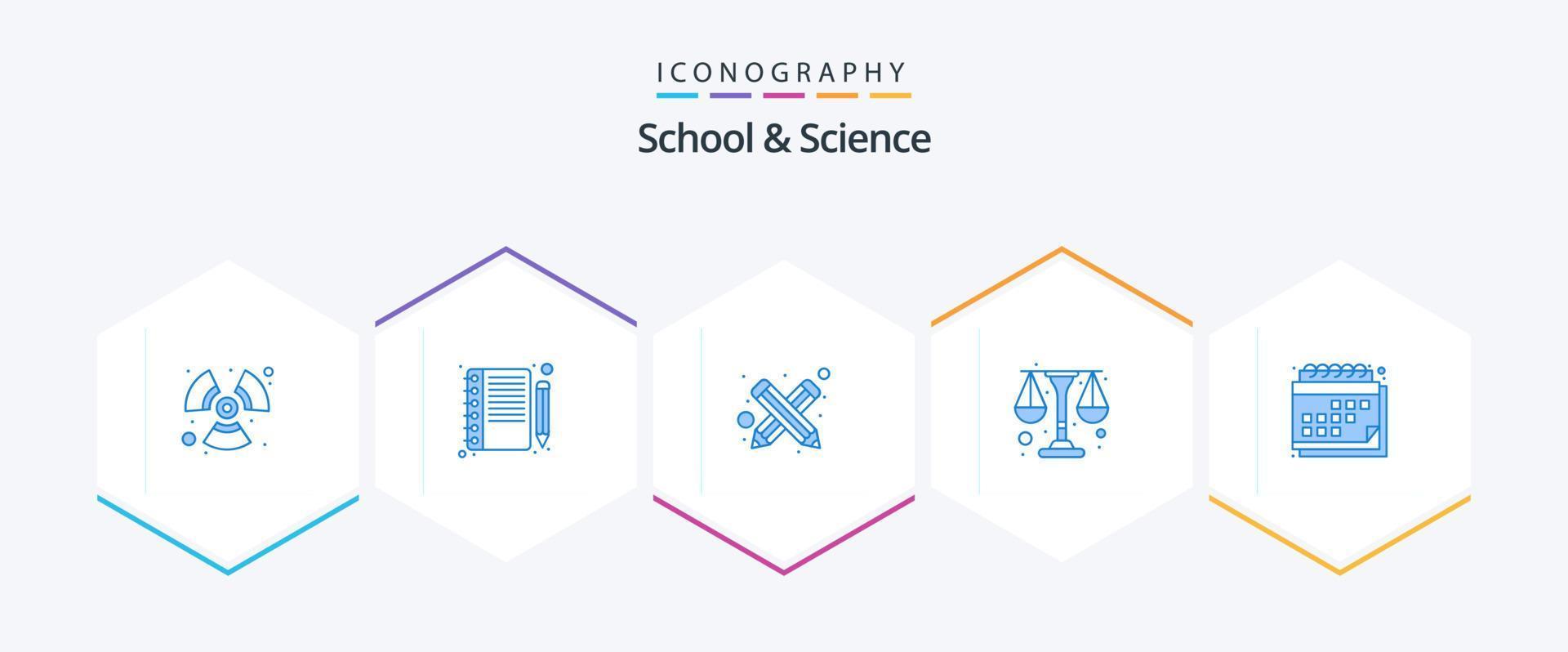 scuola e scienza 25 blu icona imballare Compreso calendario. blogging. studia. fisica vettore