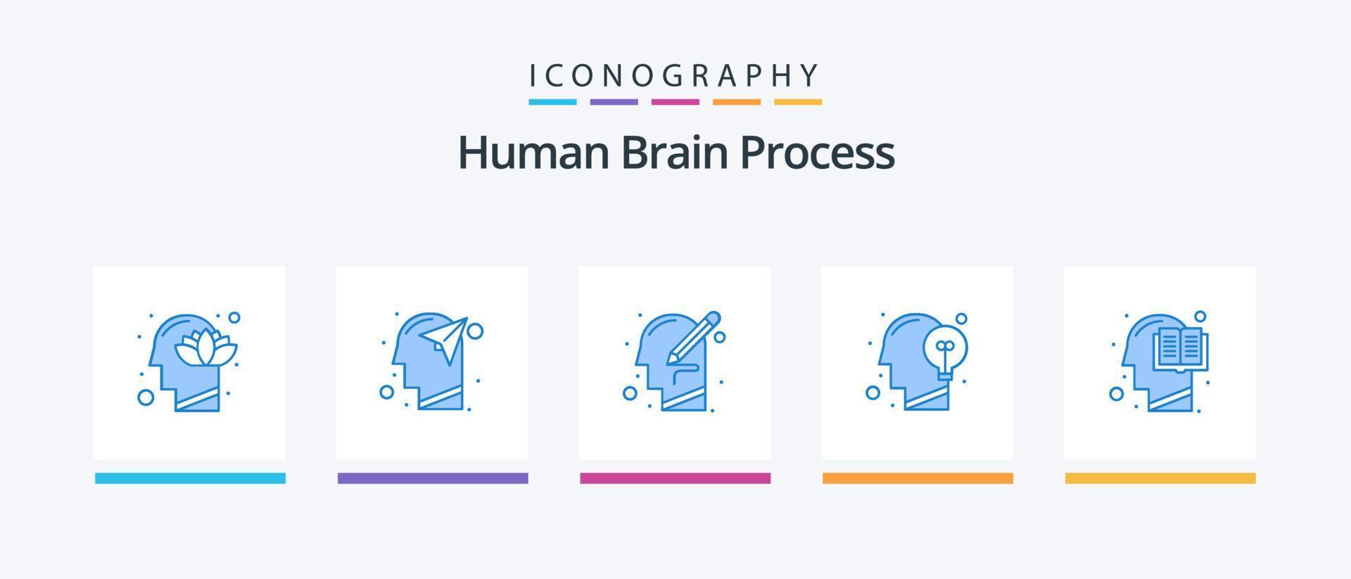 umano cervello processi blu 5 icona imballare Compreso umano. comunicazione. mente. scrivere. mente. creativo icone design vettore